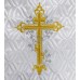 КО1063 Комплект погребальный атласный "Крест с венцом" (с золотым кантом)